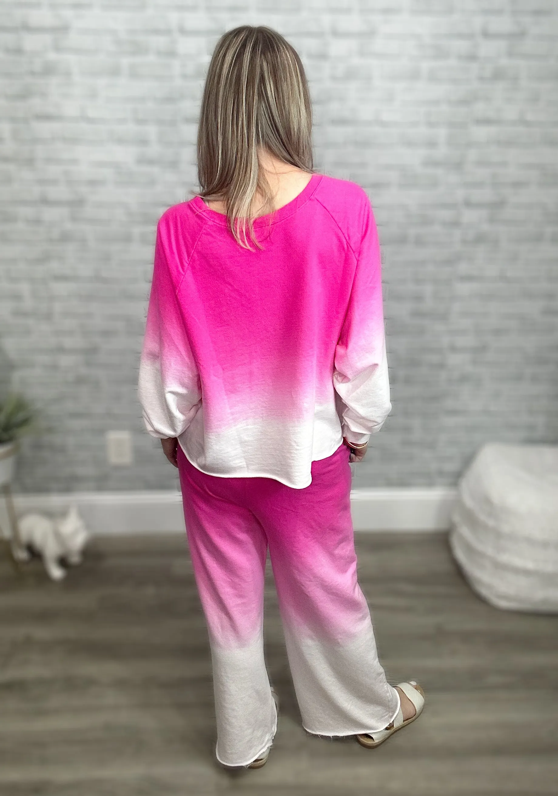 2 Colors - Ombre Sweatshirt and Pants Lounge Set