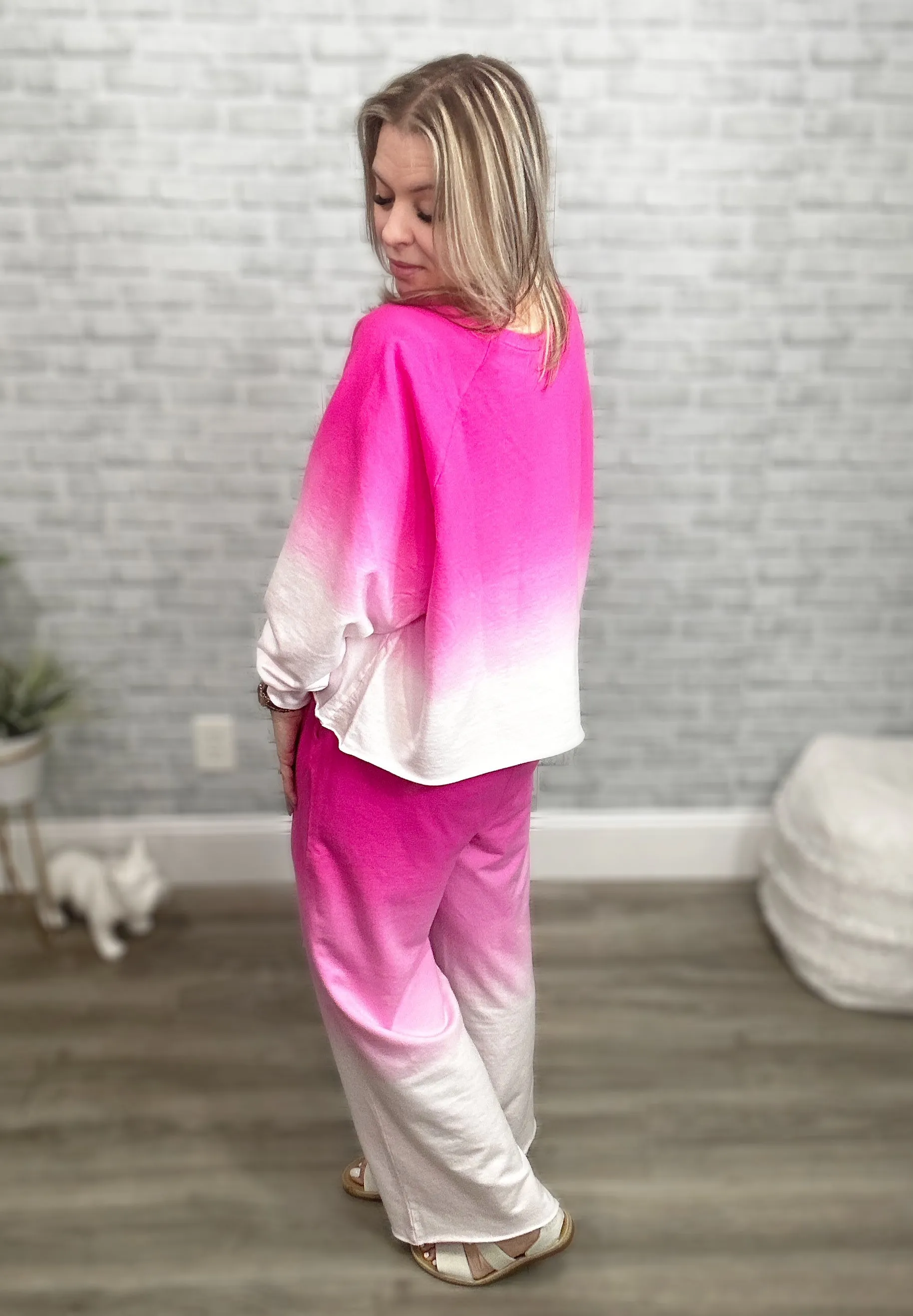 2 Colors - Ombre Sweatshirt and Pants Lounge Set