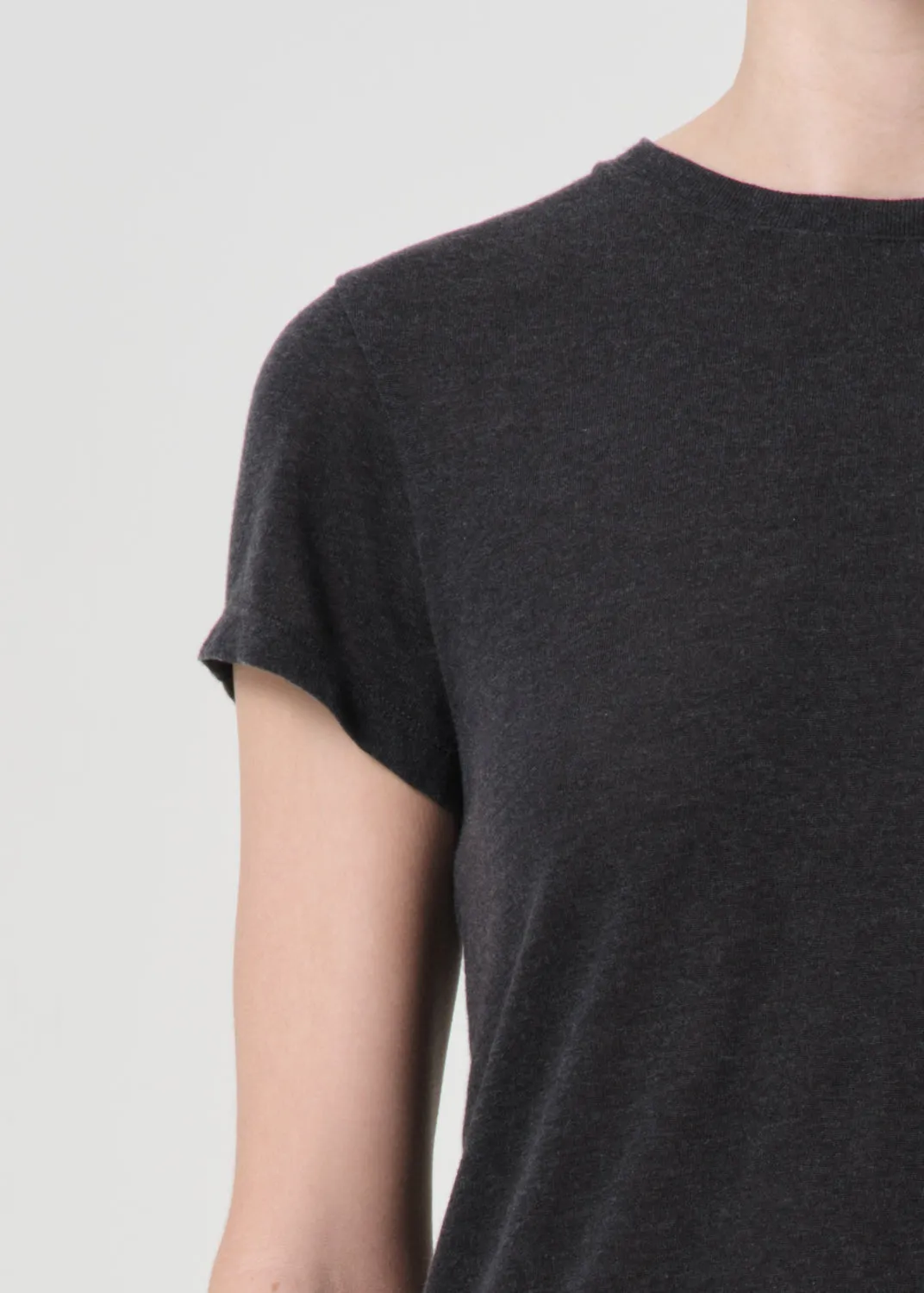 AGOLDE - Adine Shrunken Tee in Charcoal Heather