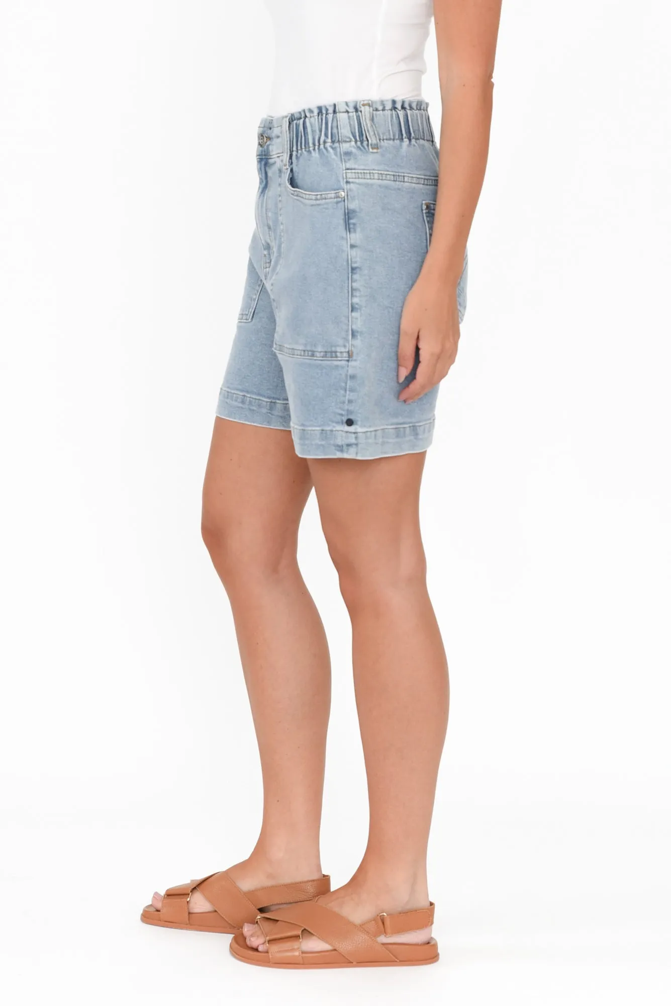 Atlas Light Blue Denim Stretch Shorts