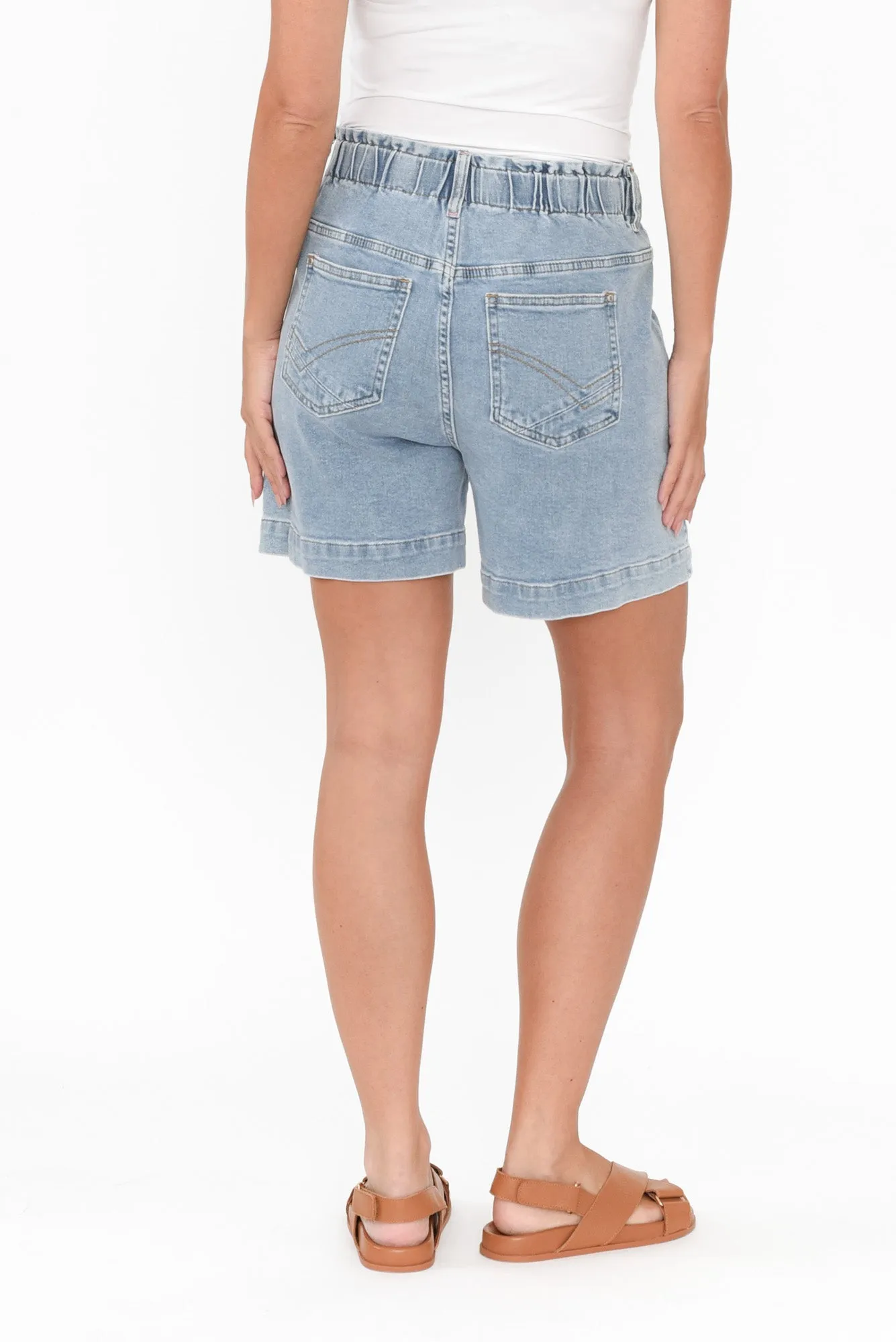 Atlas Light Blue Denim Stretch Shorts