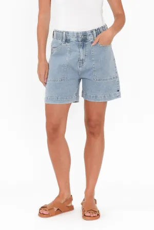 Atlas Light Blue Denim Stretch Shorts