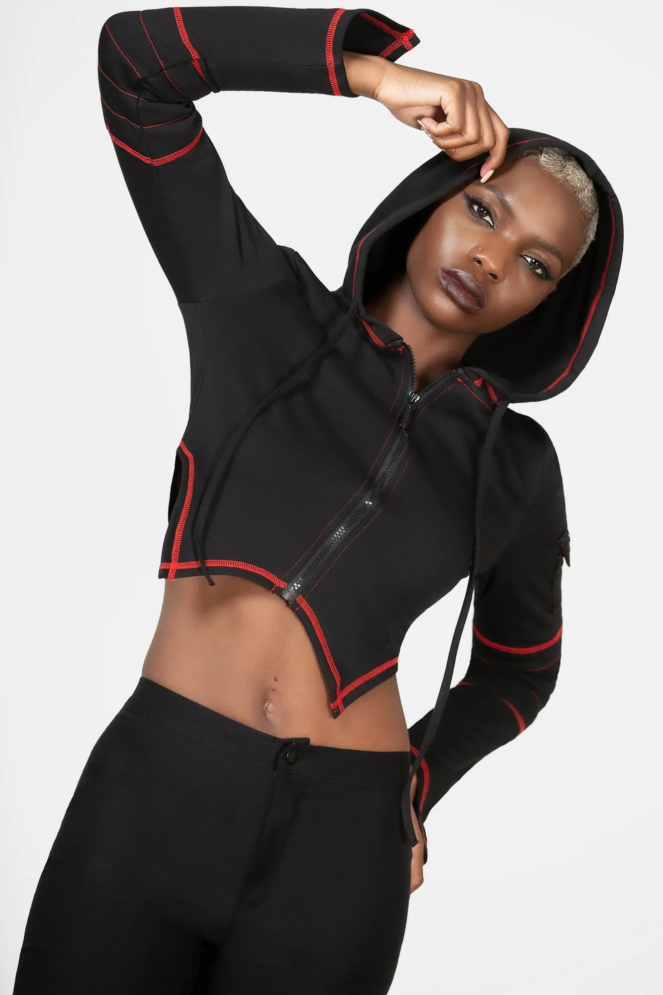 Behind The Matrix Crop Hoodie - Resurrect