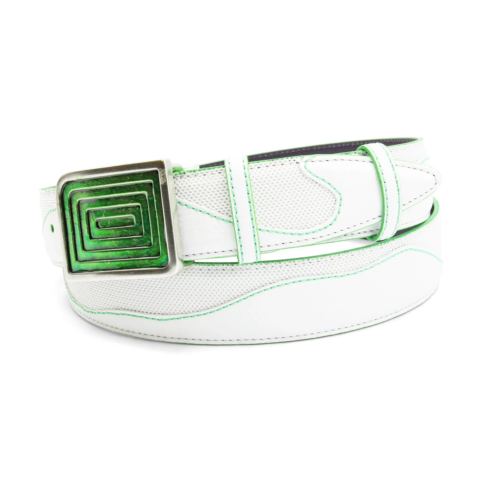 Belafonte Sport White/Fluo Green Enamel Maze Performance Belt