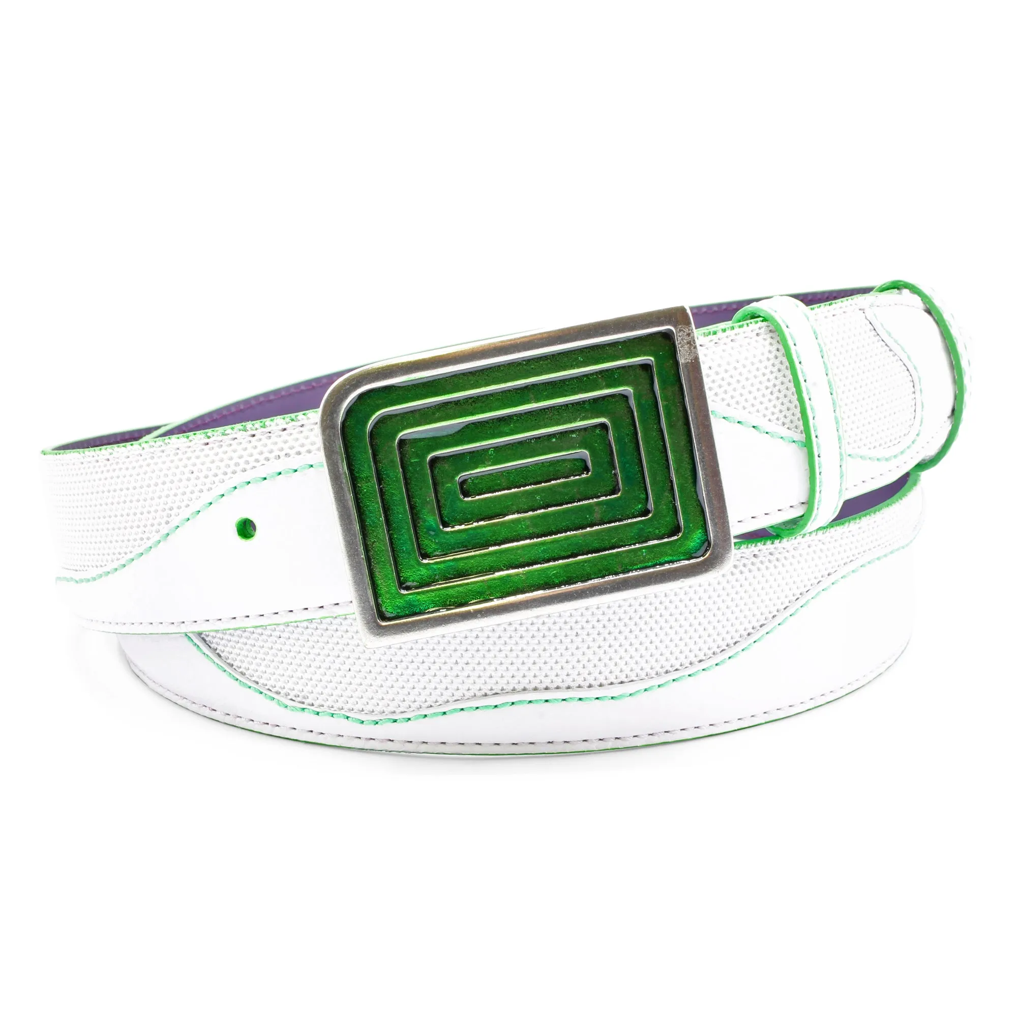 Belafonte Sport White/Fluo Green Enamel Maze Performance Belt