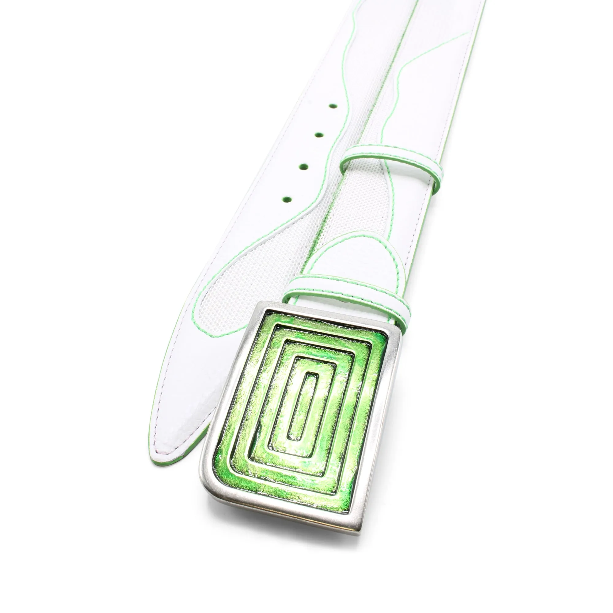 Belafonte Sport White/Fluo Green Enamel Maze Performance Belt