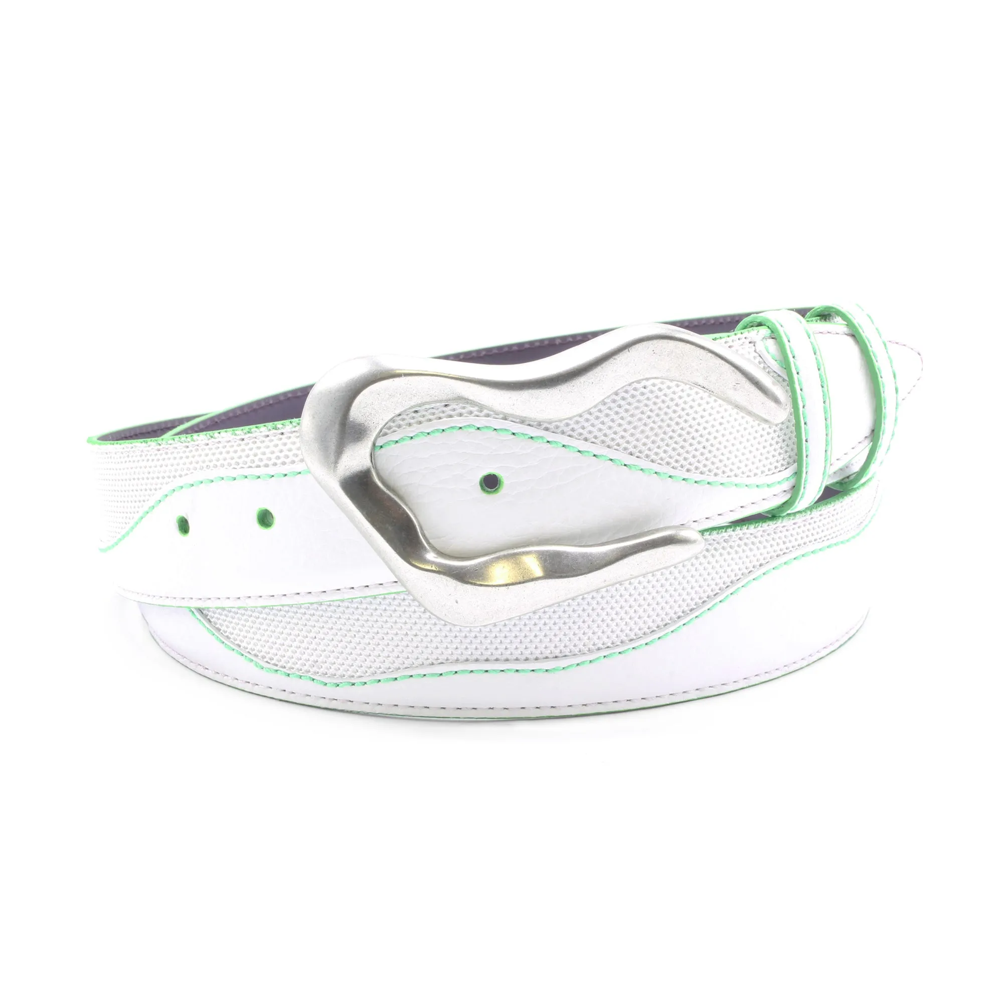 Belafonte Sport White/Fluo Green Swirl Performance Belt