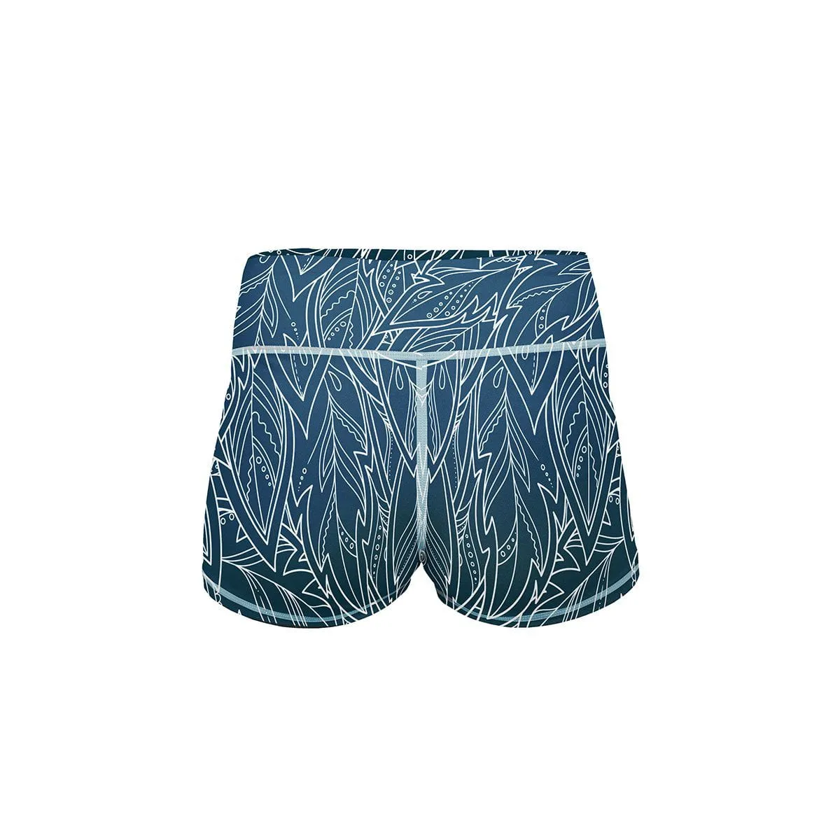 Blue Feather Yoga Shorts