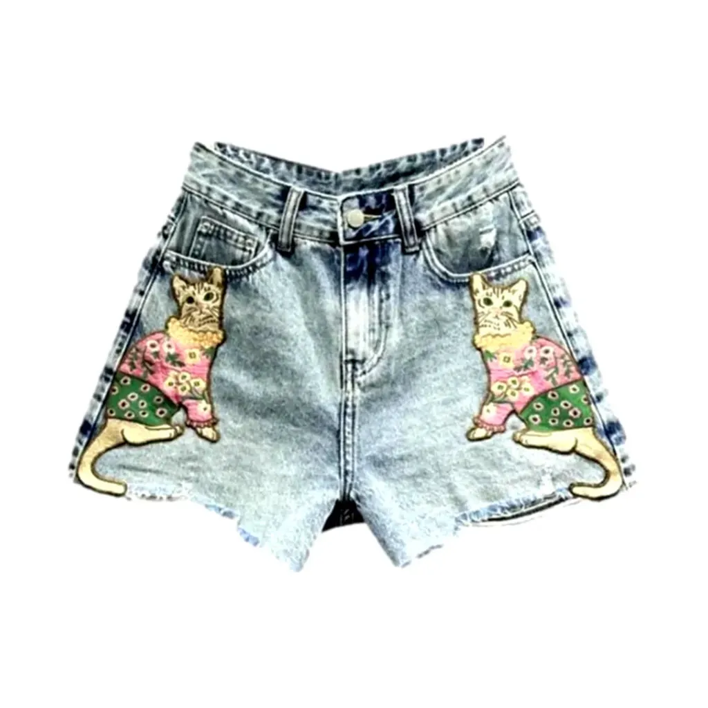 Boho vintage women's jean shorts