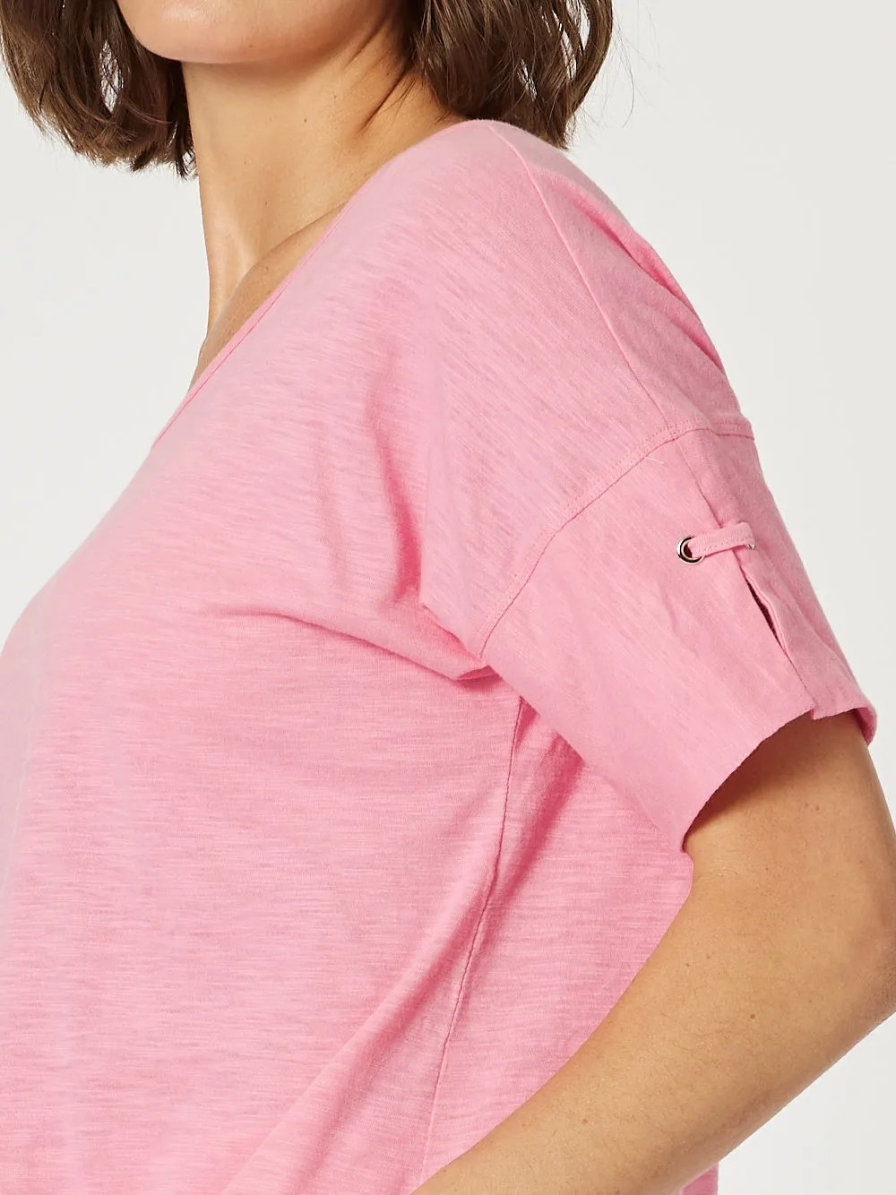 Bonnie Cotton V-neck T-shirt - Pink