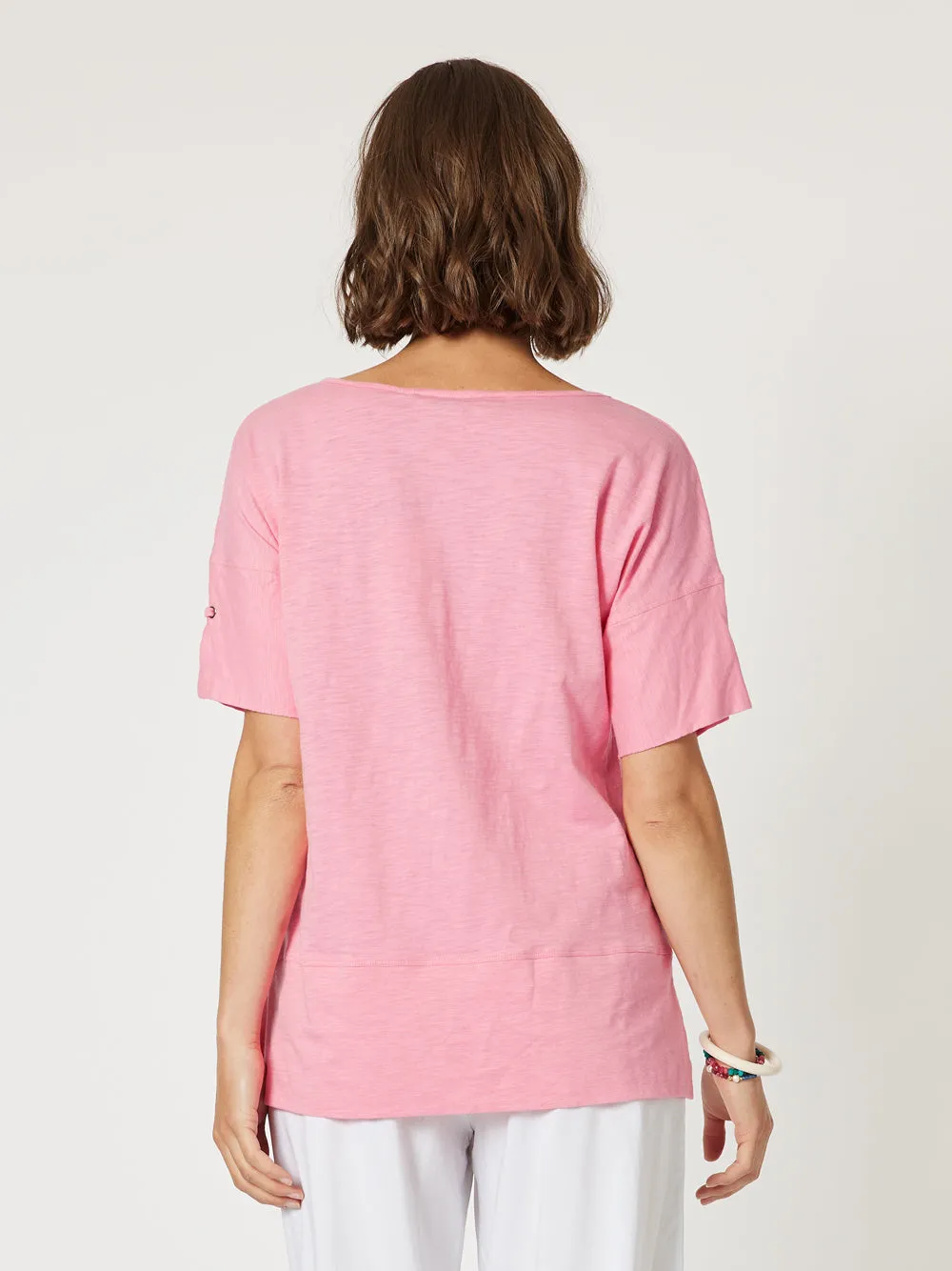 Bonnie Cotton V-neck T-shirt - Pink