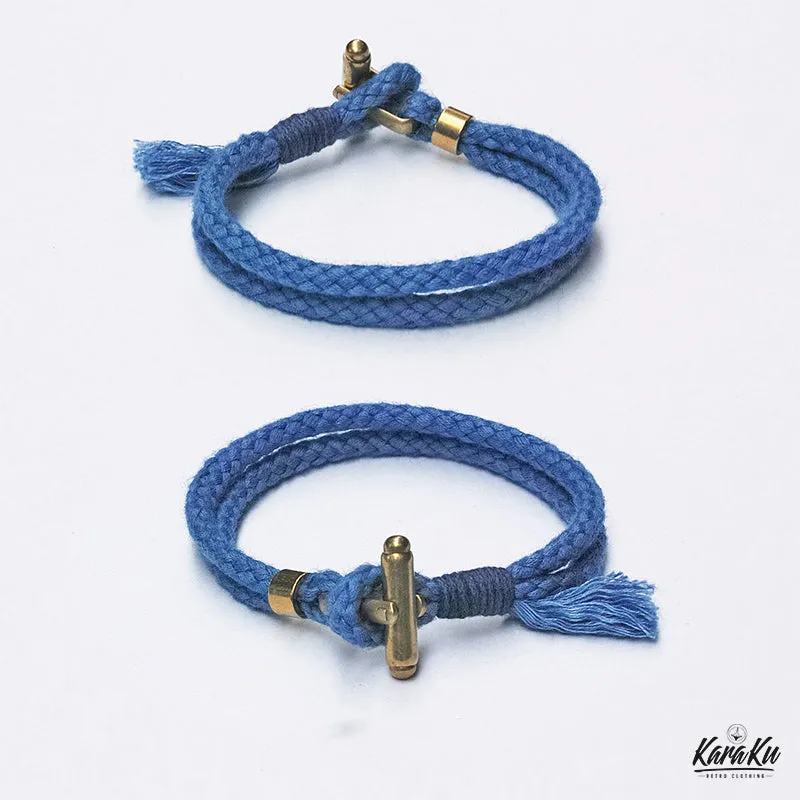 Brass Toggle Clasp & Linen Indigo-Dyed Bracelet