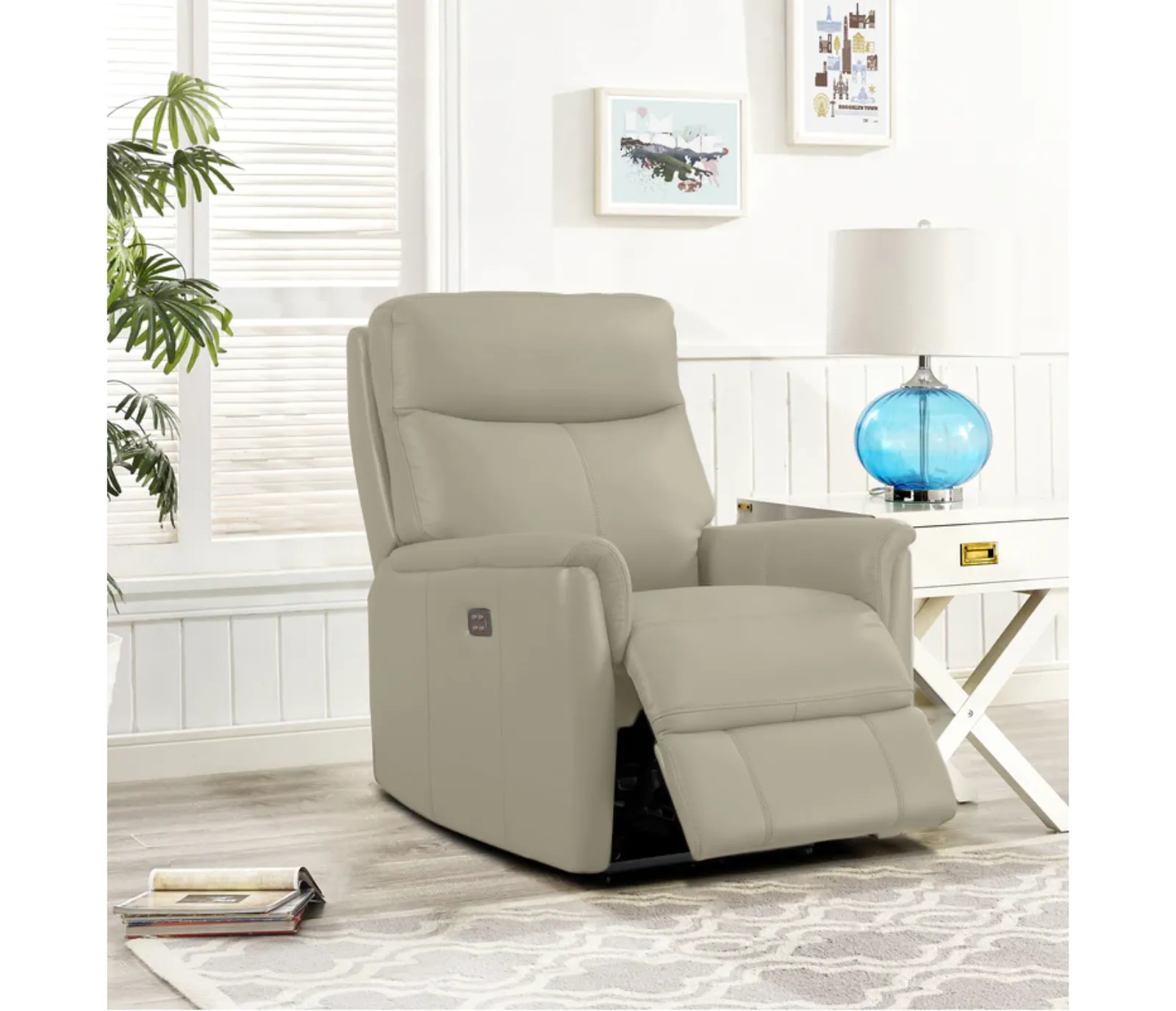 Carson Chair - Power Reclining w/ Power Headrest - Vanilla Leather