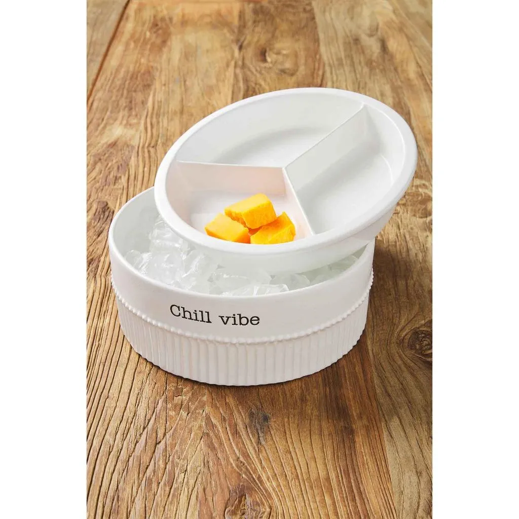 CHILL VIBE Triple Divided Ice Chiller Serving Bowl Dish