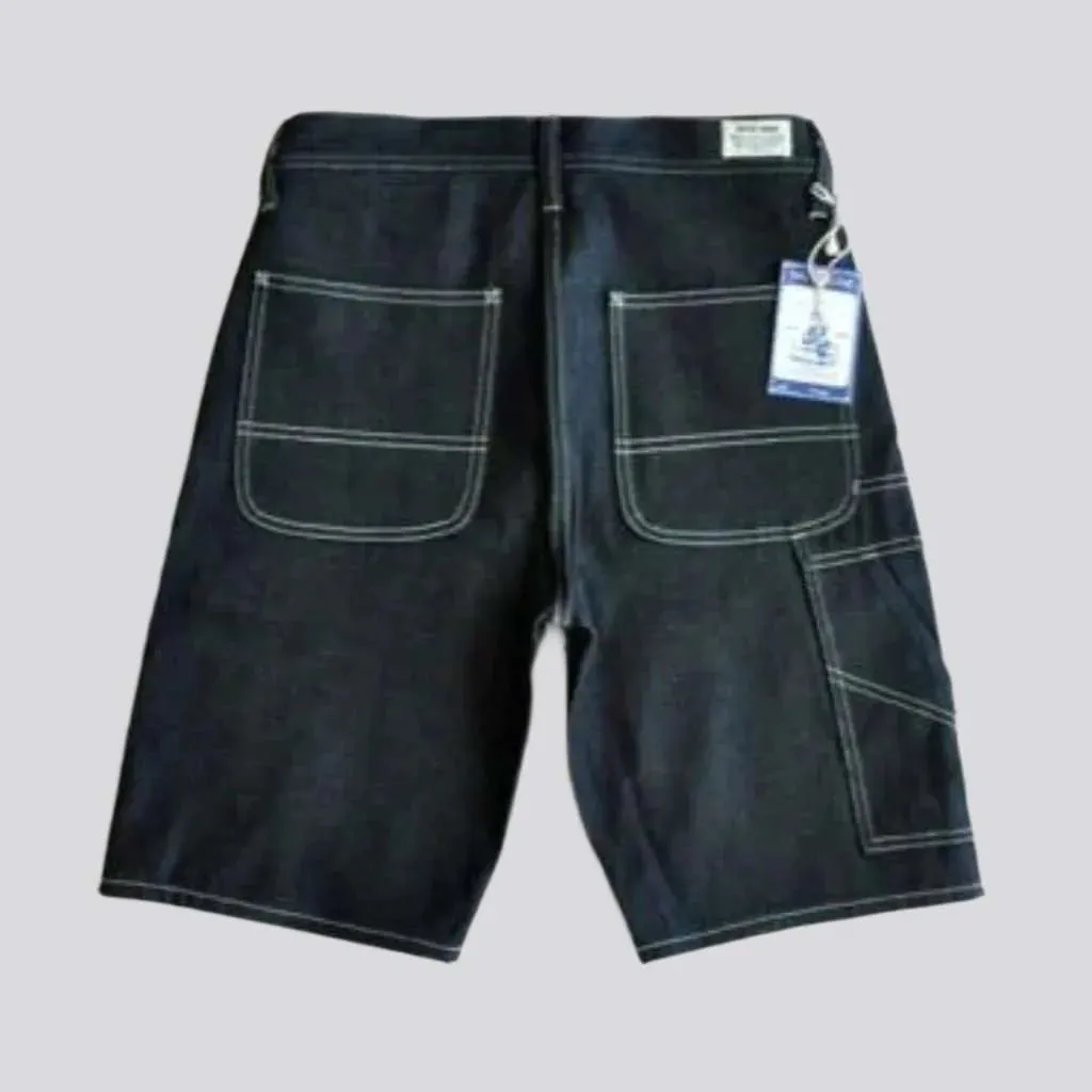 Contrast stitching men's jean shorts