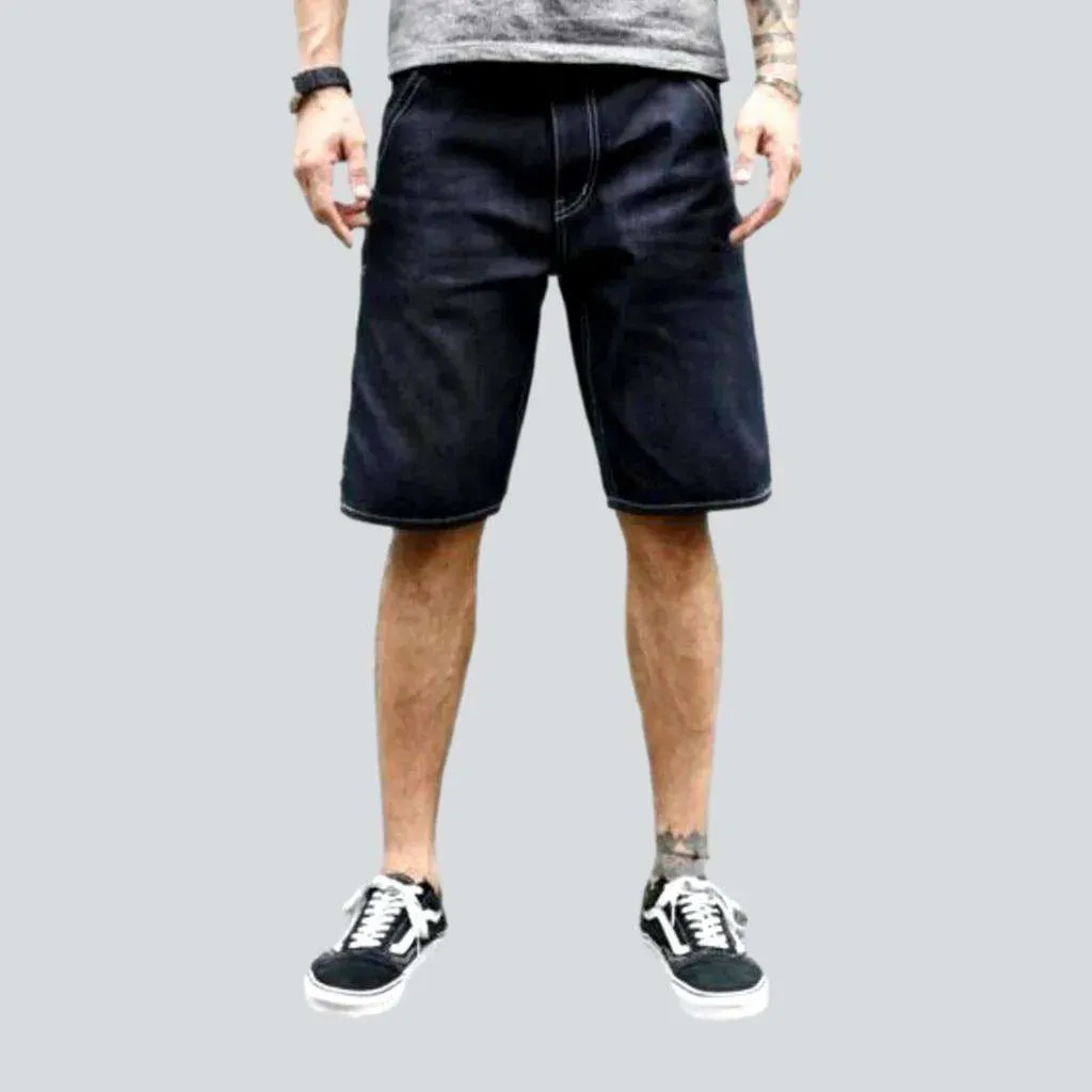 Contrast stitching men's jean shorts