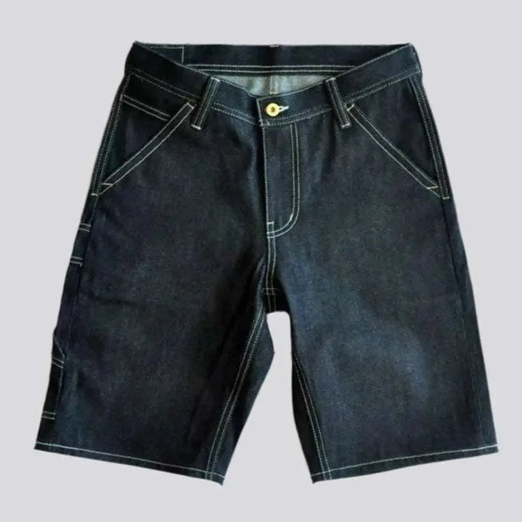 Contrast stitching men's jean shorts