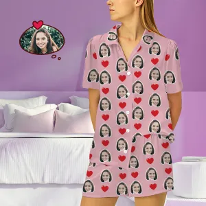 Customized Photo Short Sleeved Pajamas Home pajamas-Hearts