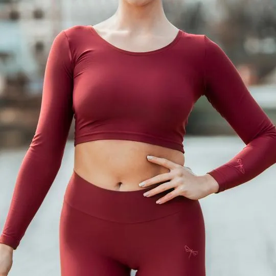 Dragonfly Pavi Crop Top - Burgundy