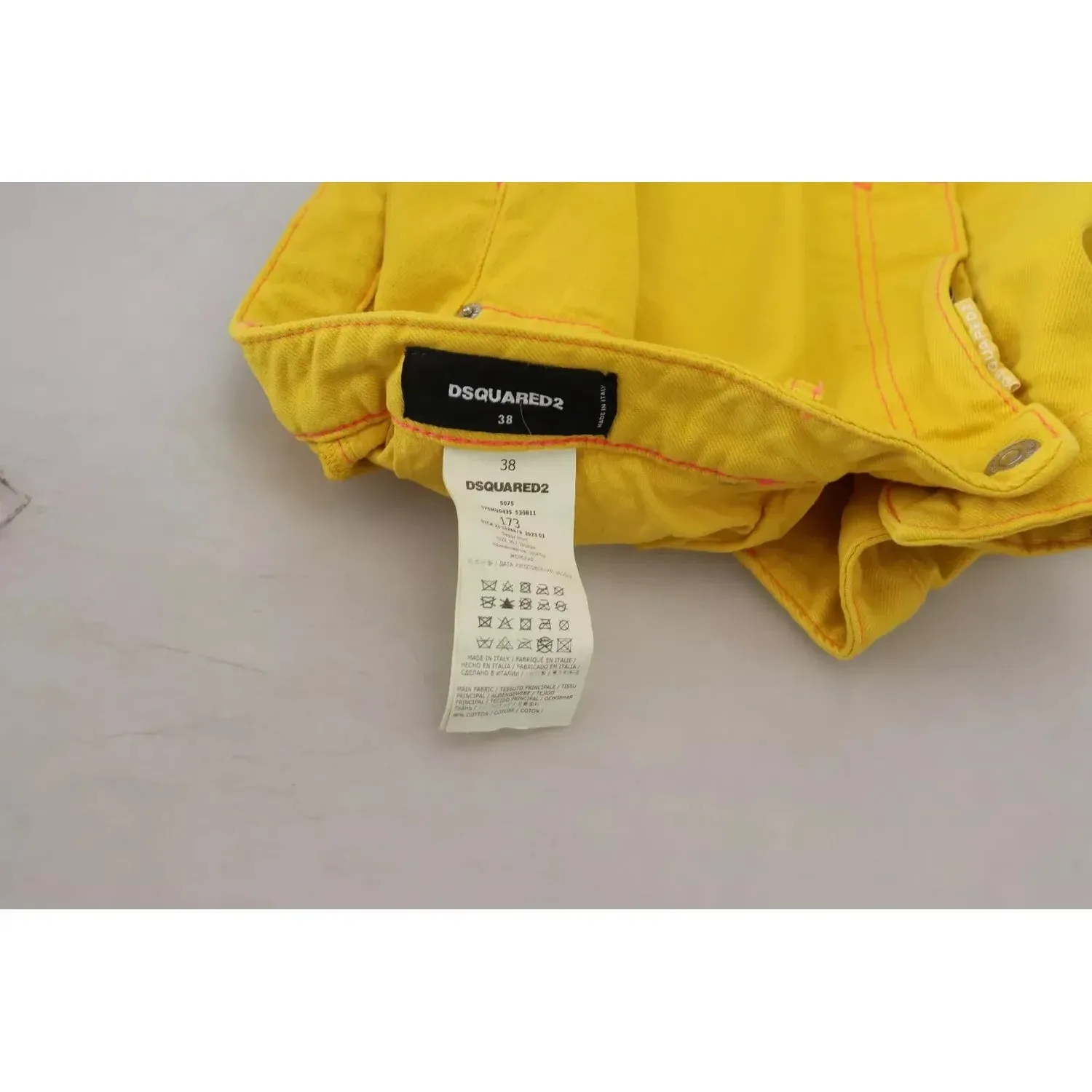 Dsquared² Yellow Cotton High Waist Baggy Women Hotpants Shorts