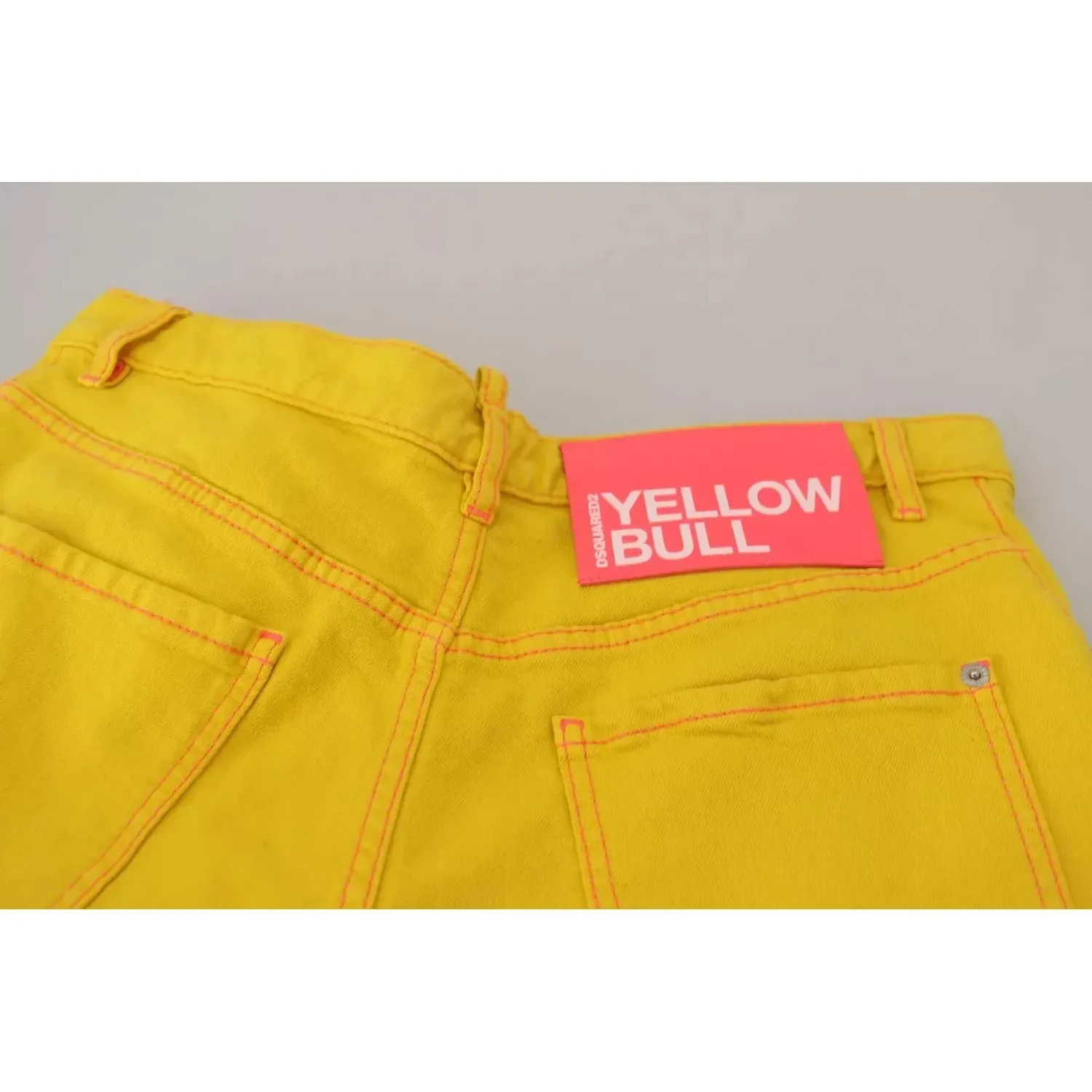 Dsquared² Yellow Cotton High Waist Baggy Women Hotpants Shorts