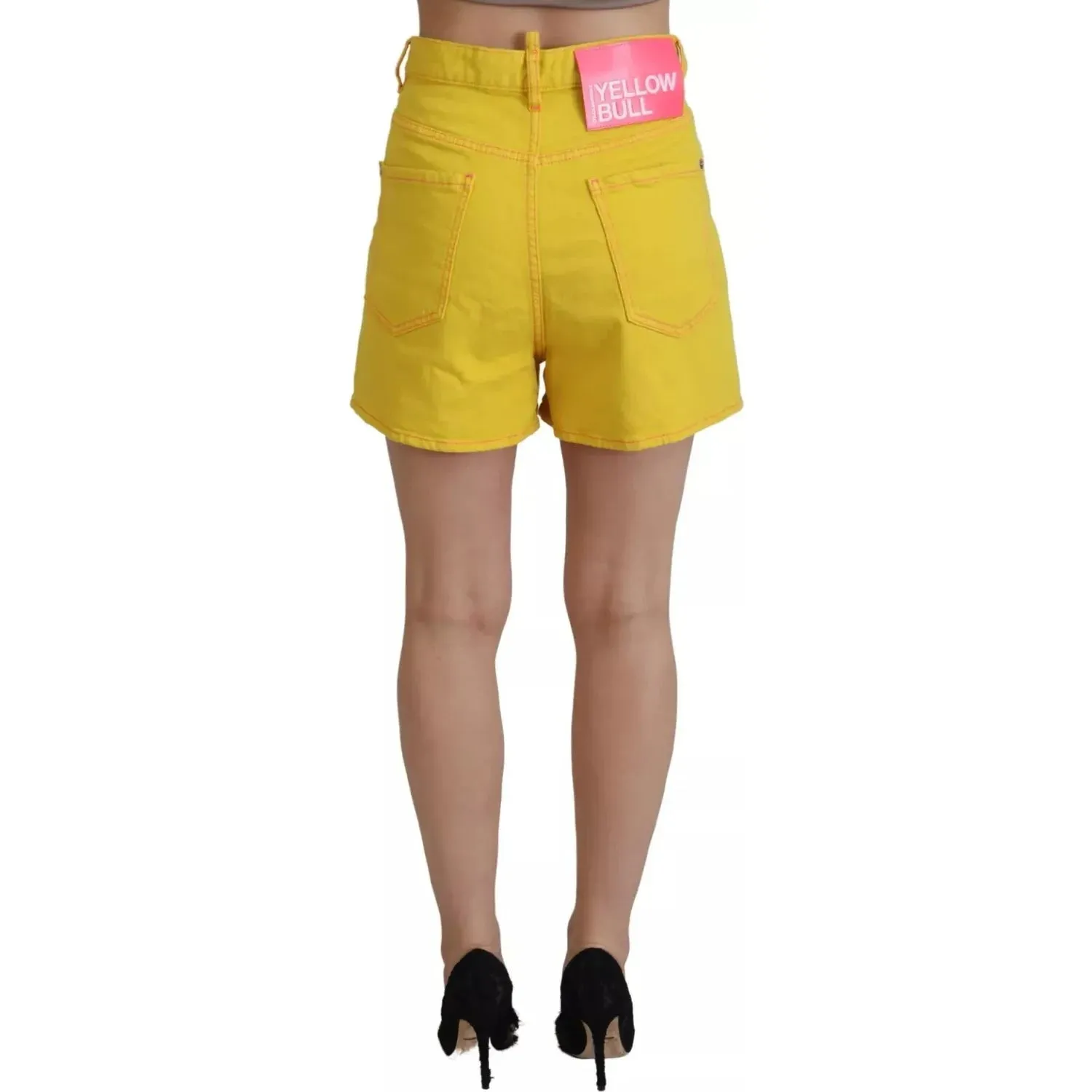 Dsquared² Yellow Cotton High Waist Baggy Women Hotpants Shorts