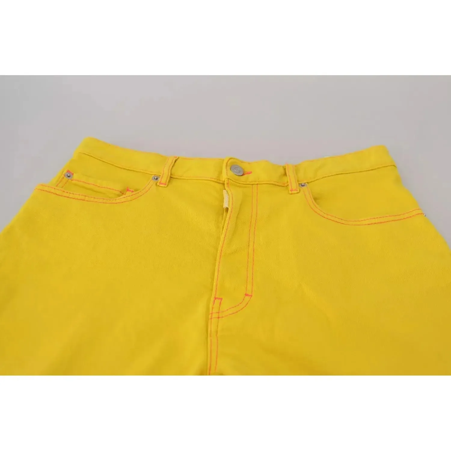 Dsquared² Yellow Cotton High Waist Baggy Women Hotpants Shorts