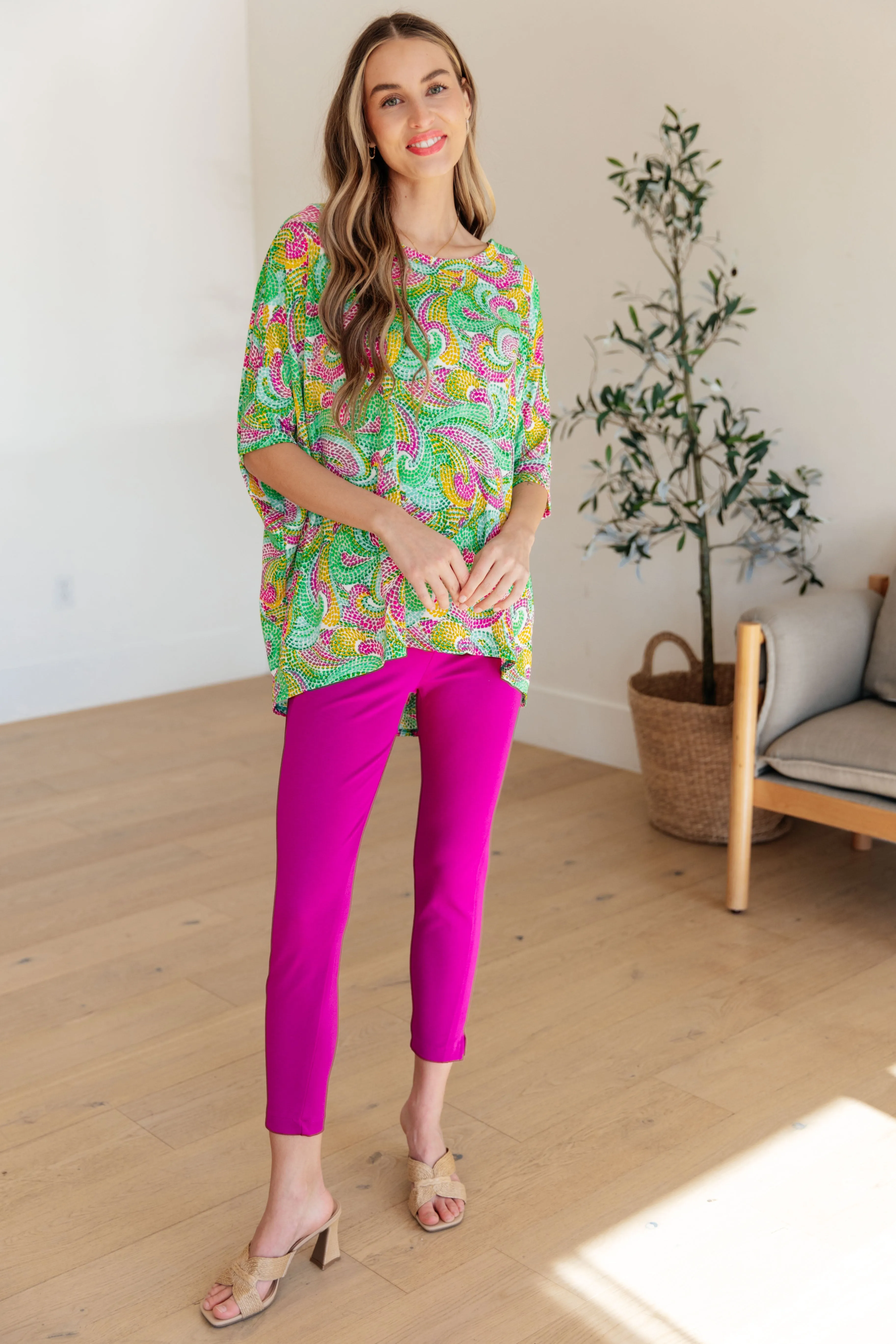 Essential Blouse in Painted Green and Pink - Dear Scarlett