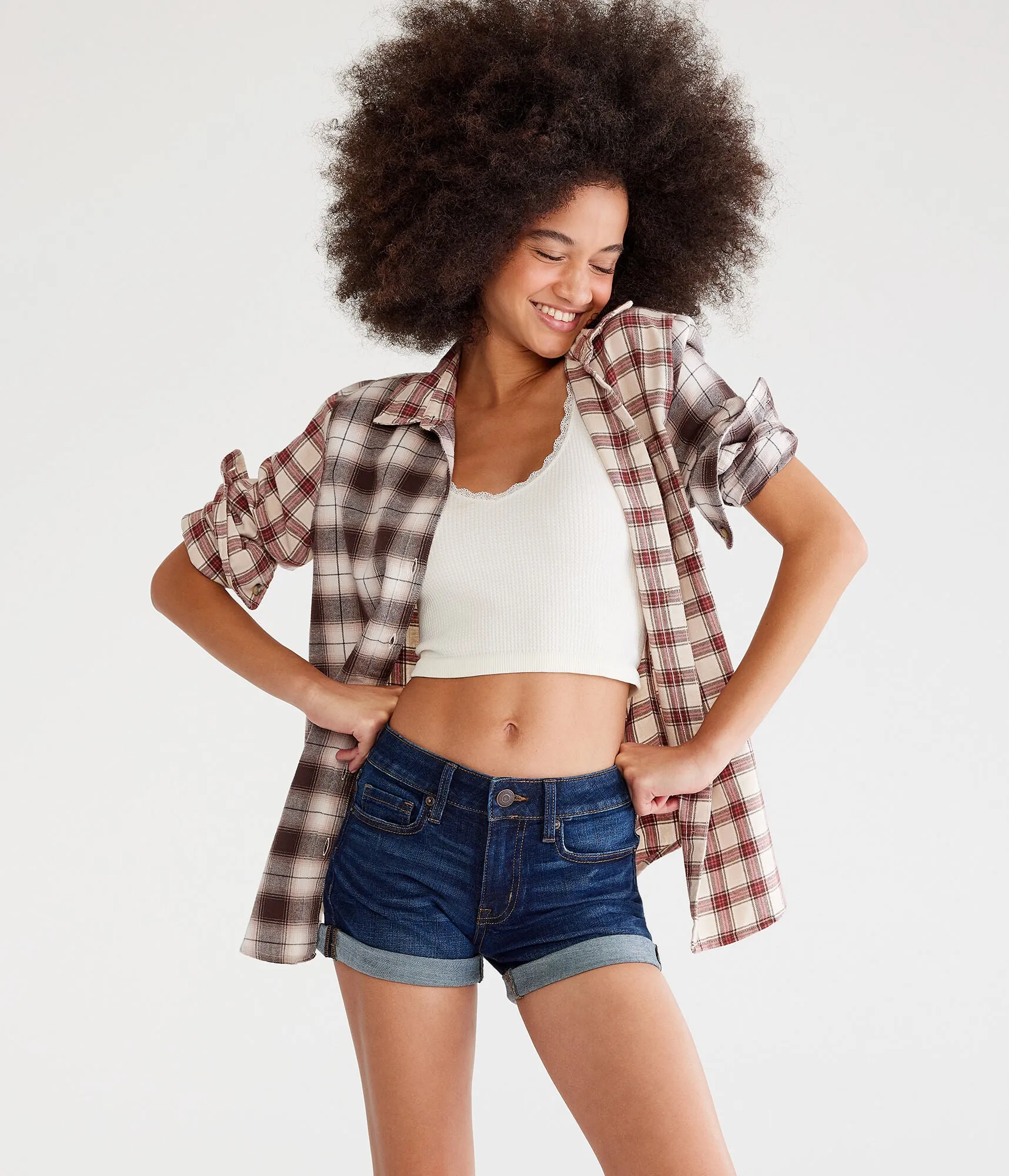 Flex Effects Aeropostale Low Rise Midi Denim Shorts, Blue