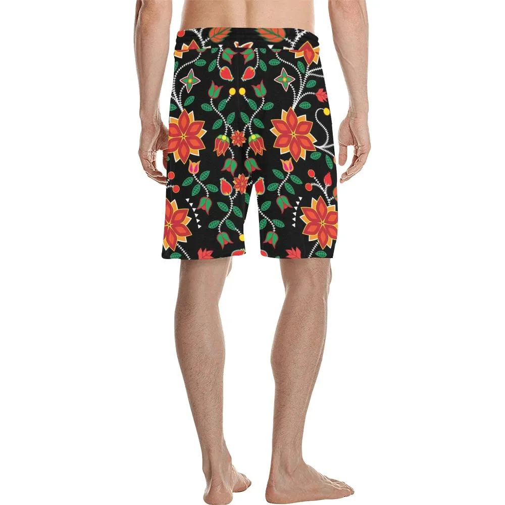 Floral Beadwork Six Bands Men's Casual Shorts