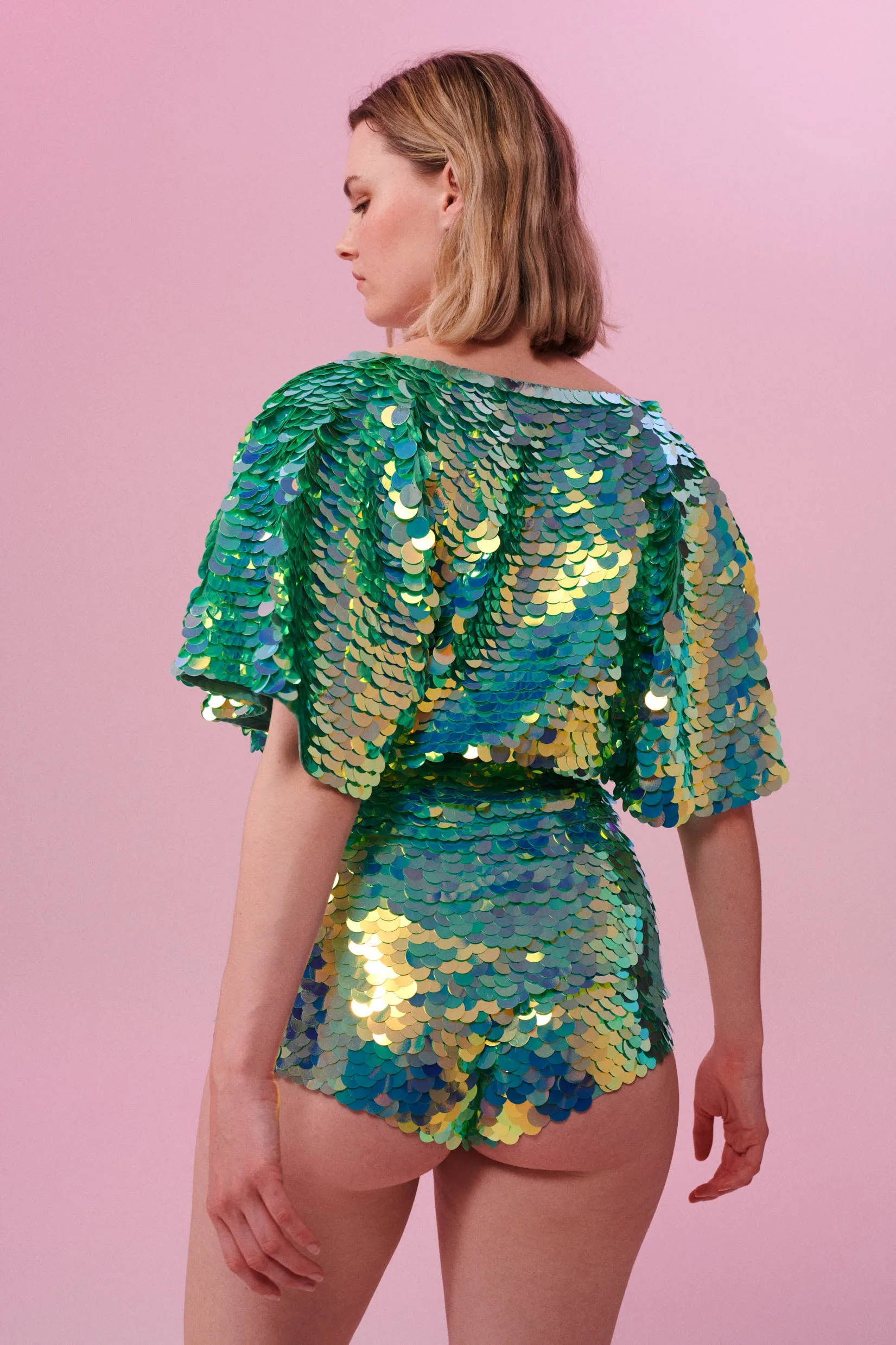 FLORENCE SEQUIN CAPE TOP - CHAMELEON