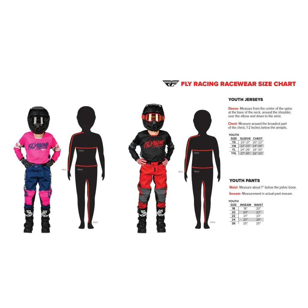 Fly Racing Youth Kinetic Mesh Khaos 2024 Jersey/Pant Kit