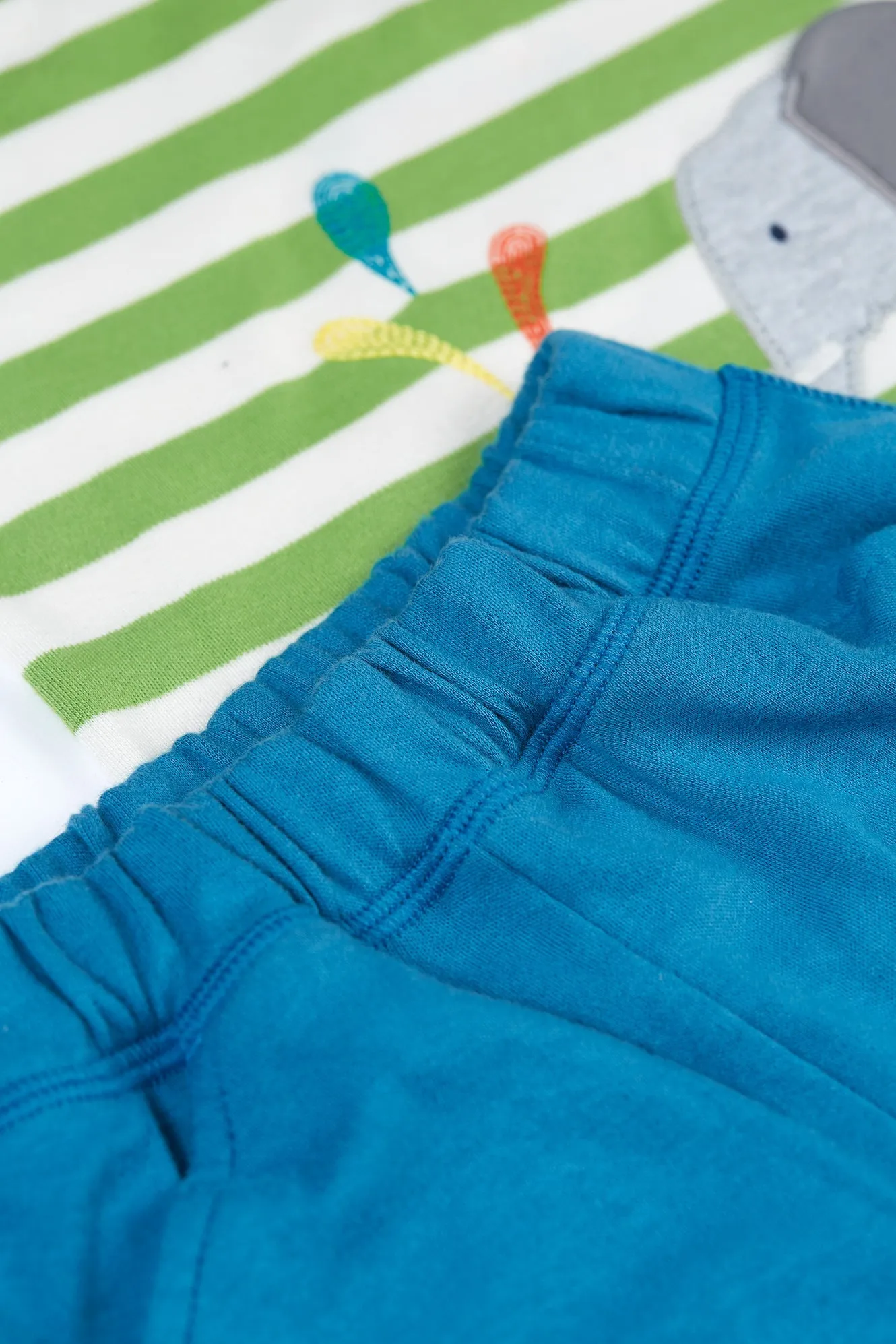 Frugi Easy On Wrap Around Outfit - Kiwi Stripe/Elephant