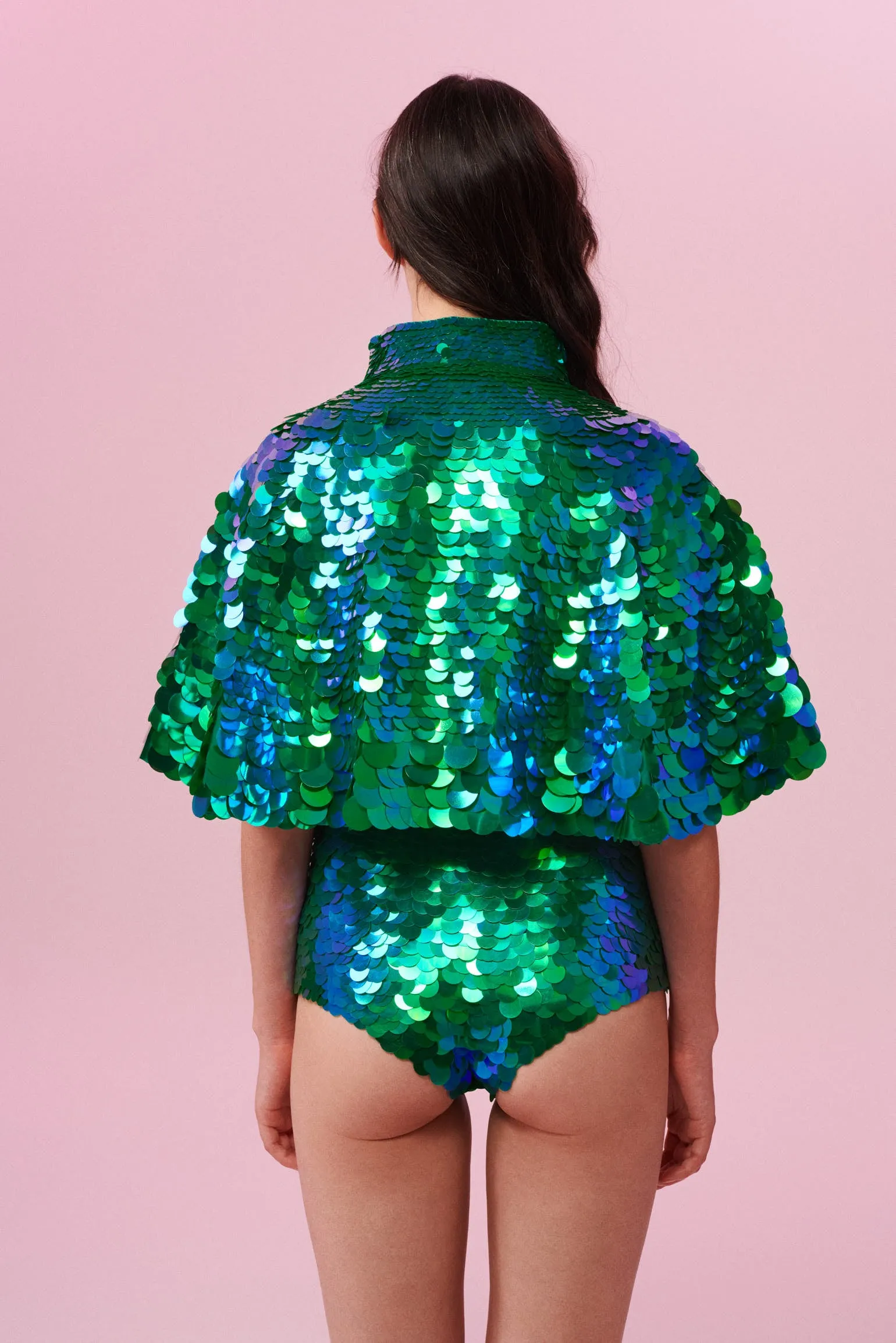 GIGI SEQUIN HOTPANTS - EMERALD