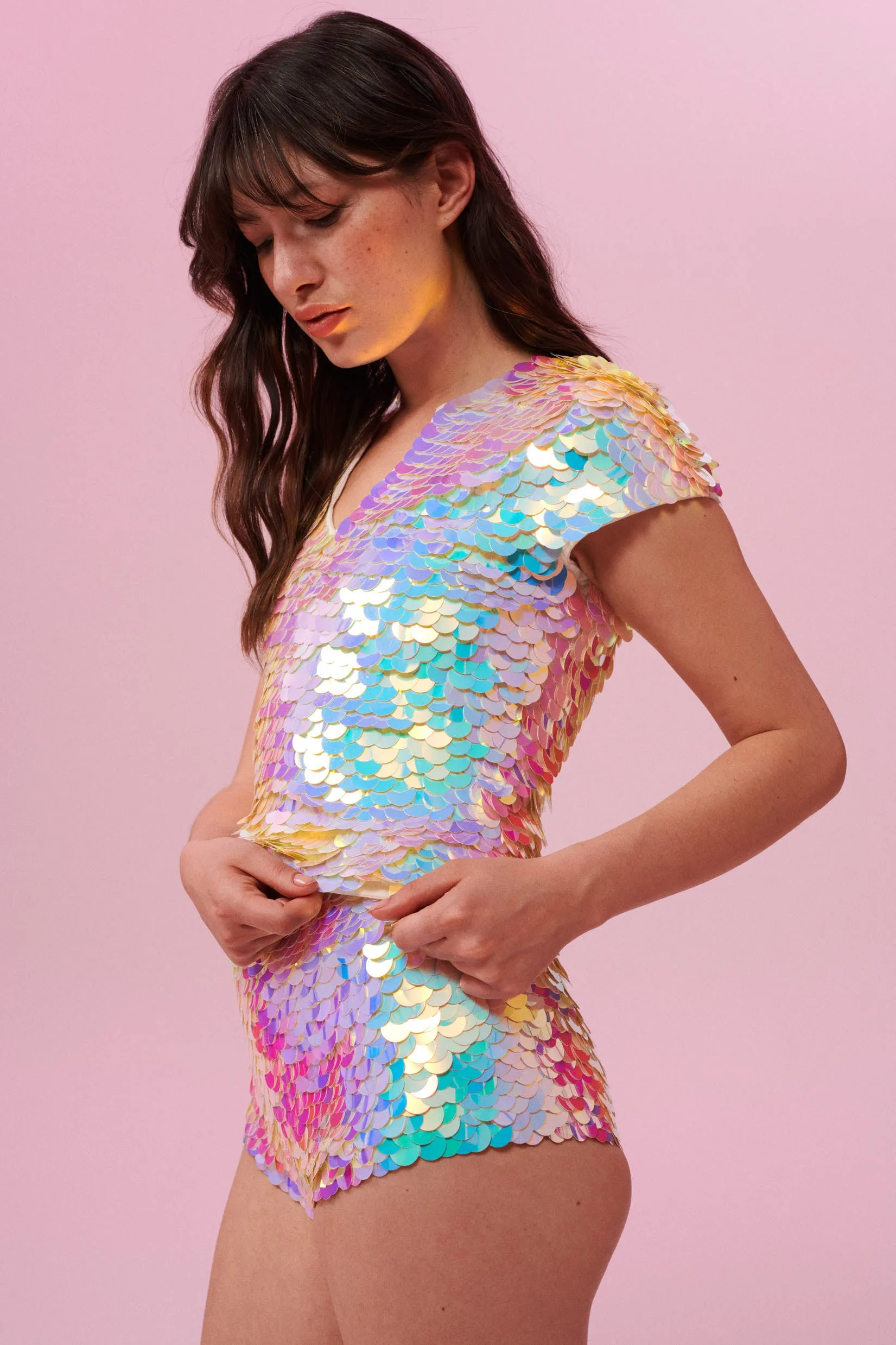 GWEN SEQUIN TOP - OPAL