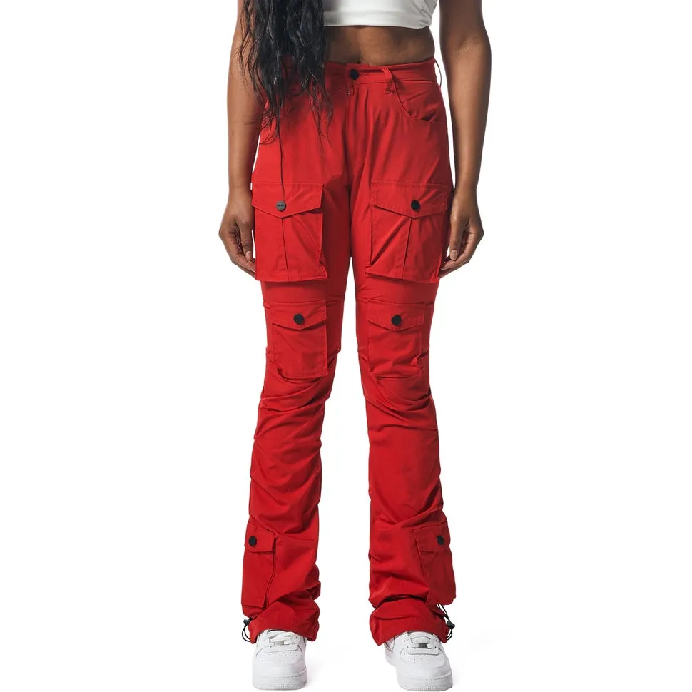 High Rise Stacked Utility Pants - True Red