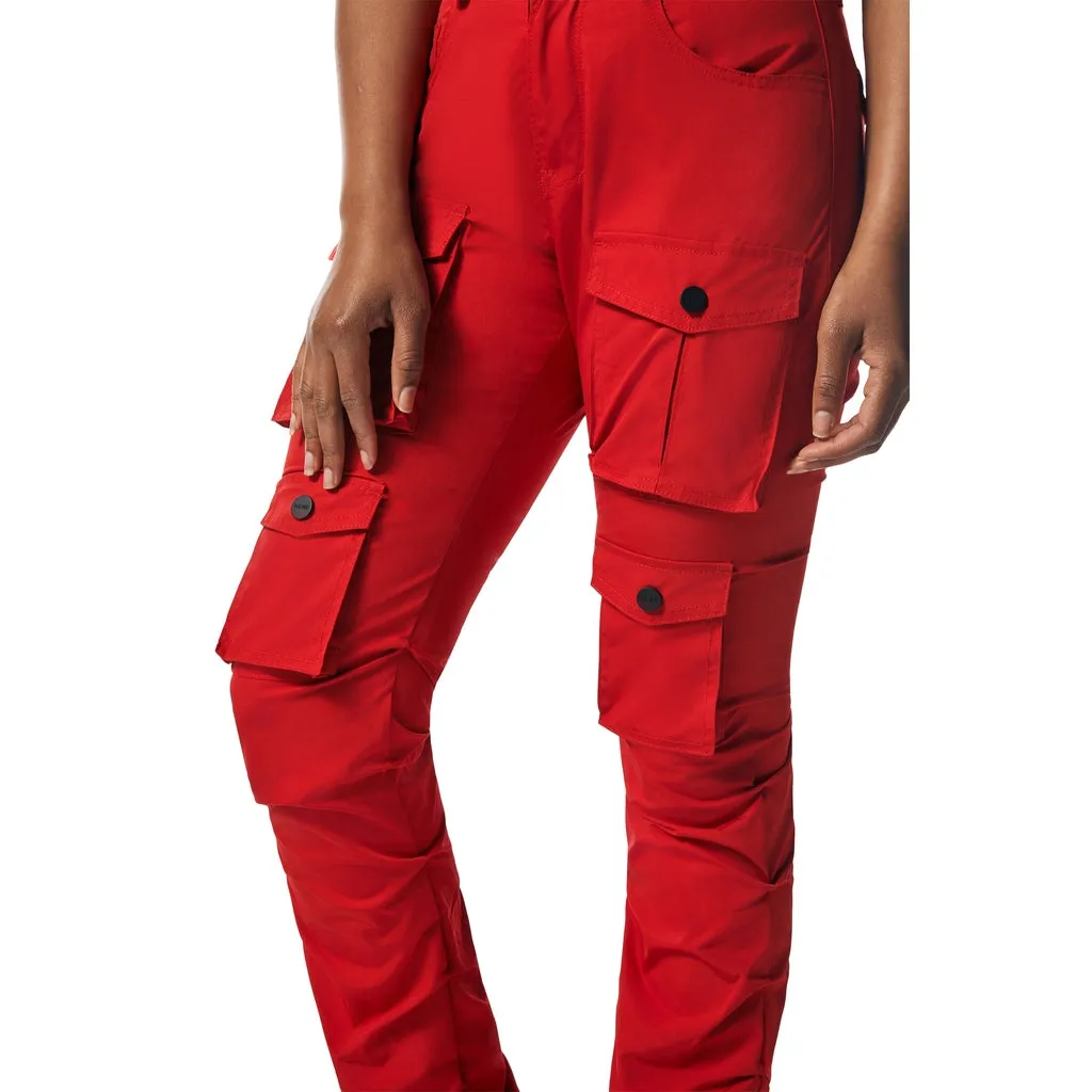 High Rise Stacked Utility Pants - True Red