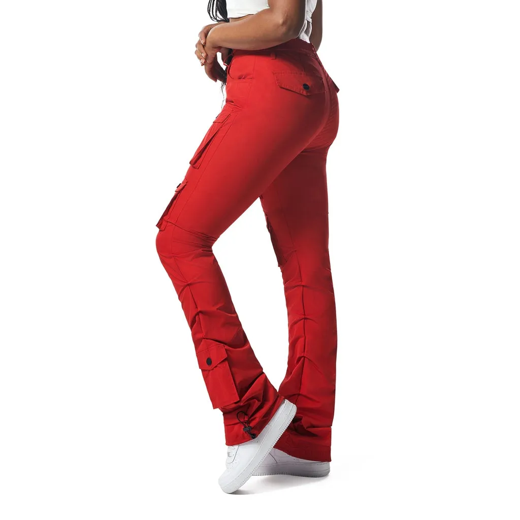 High Rise Stacked Utility Pants - True Red