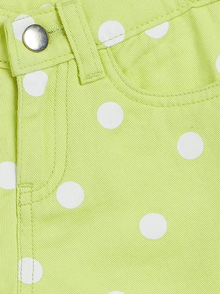 HOP Kids Lime Polka-Dotted Denim Shorts