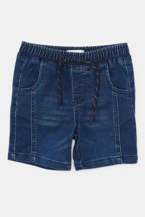 Infant Boys Navy Pull-On Denim Short