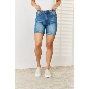 Judy Blue Full Size Tummy Control Double Button Bermuda Denim Shorts