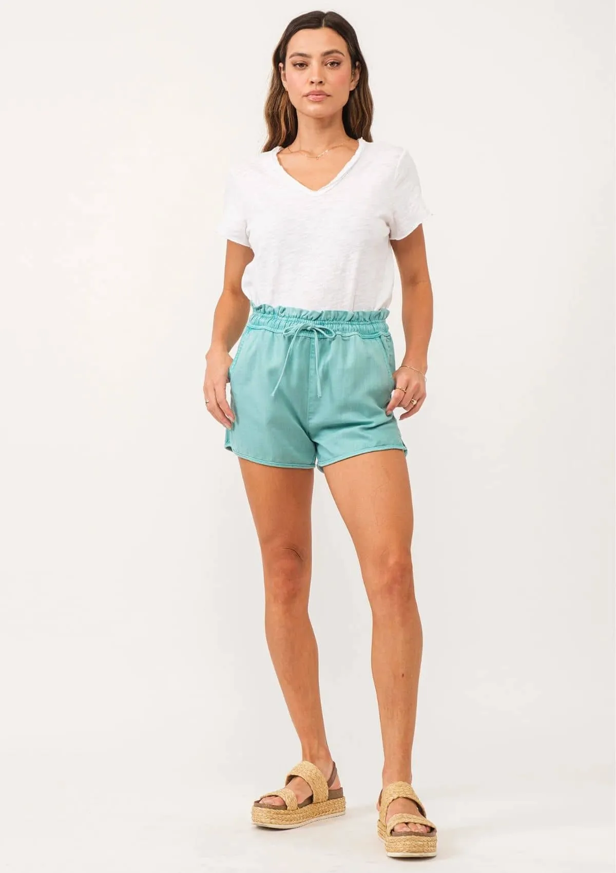 Krissy Pull-On Shorts - Aquatic Awe