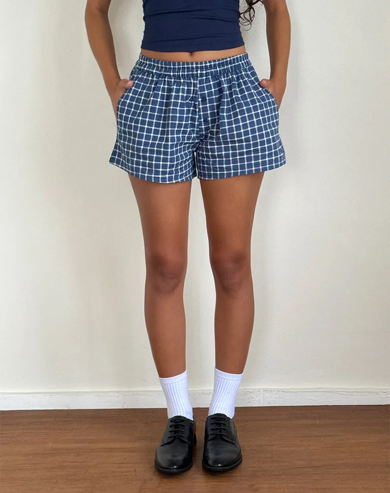 Laboxe Boxer Shorts in Navy Tartan Poplin