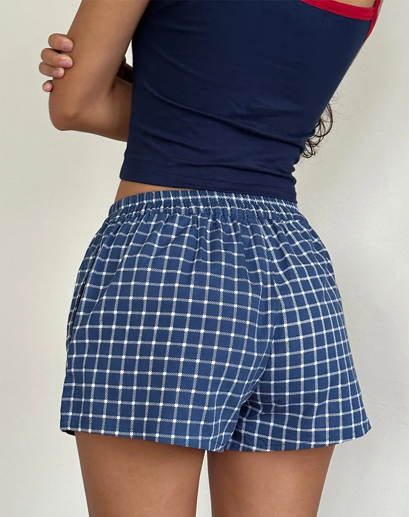 Laboxe Boxer Shorts in Navy Tartan Poplin