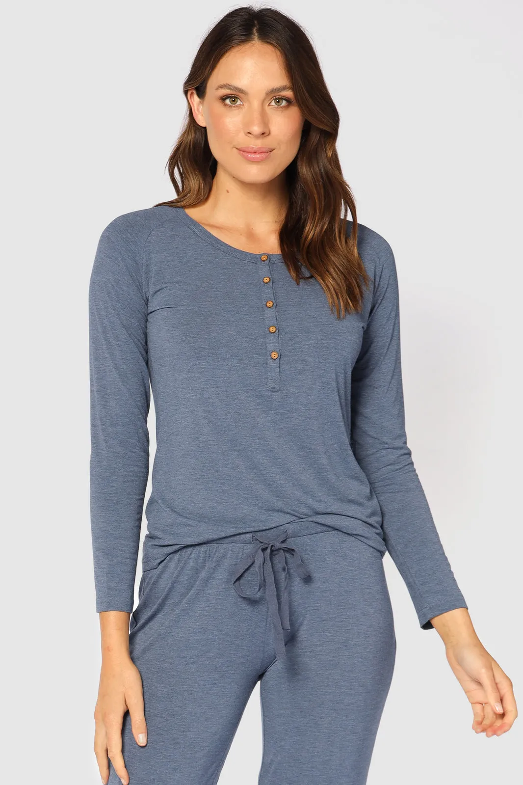 Long Sleeve Henley Top - Twilight