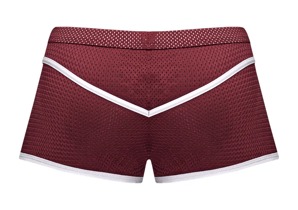 Male Power Sport Mesh Sport Mini Short Burgundy