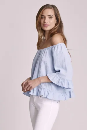 Marie Oliver Sylvie Denim Ruffle Top