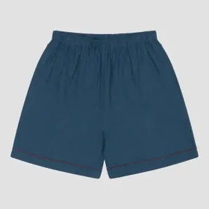 Marine Blue Tencel Linen Blend Men's Pyjama Shorts