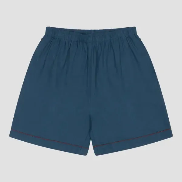 Marine Blue Tencel Linen Blend Men's Pyjama Shorts