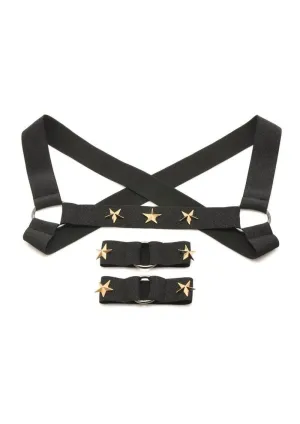 Ms Rave Chest Harness S/M Blk/Gld